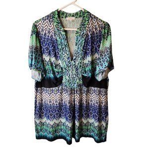 Halo Size 2X Womens Tunic Top Short Sleeve V Neck Knit Shirt